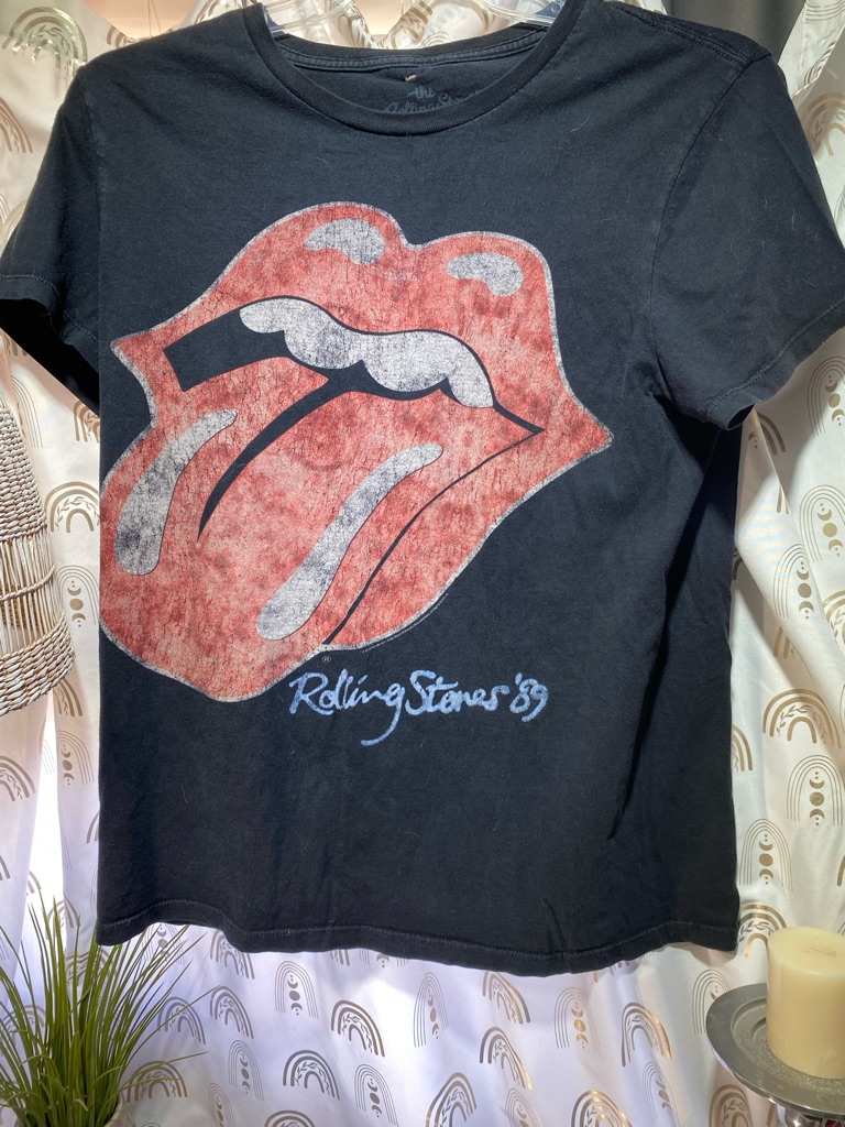 The Rolling Stones Black Crewneck Logo Tee Vintage